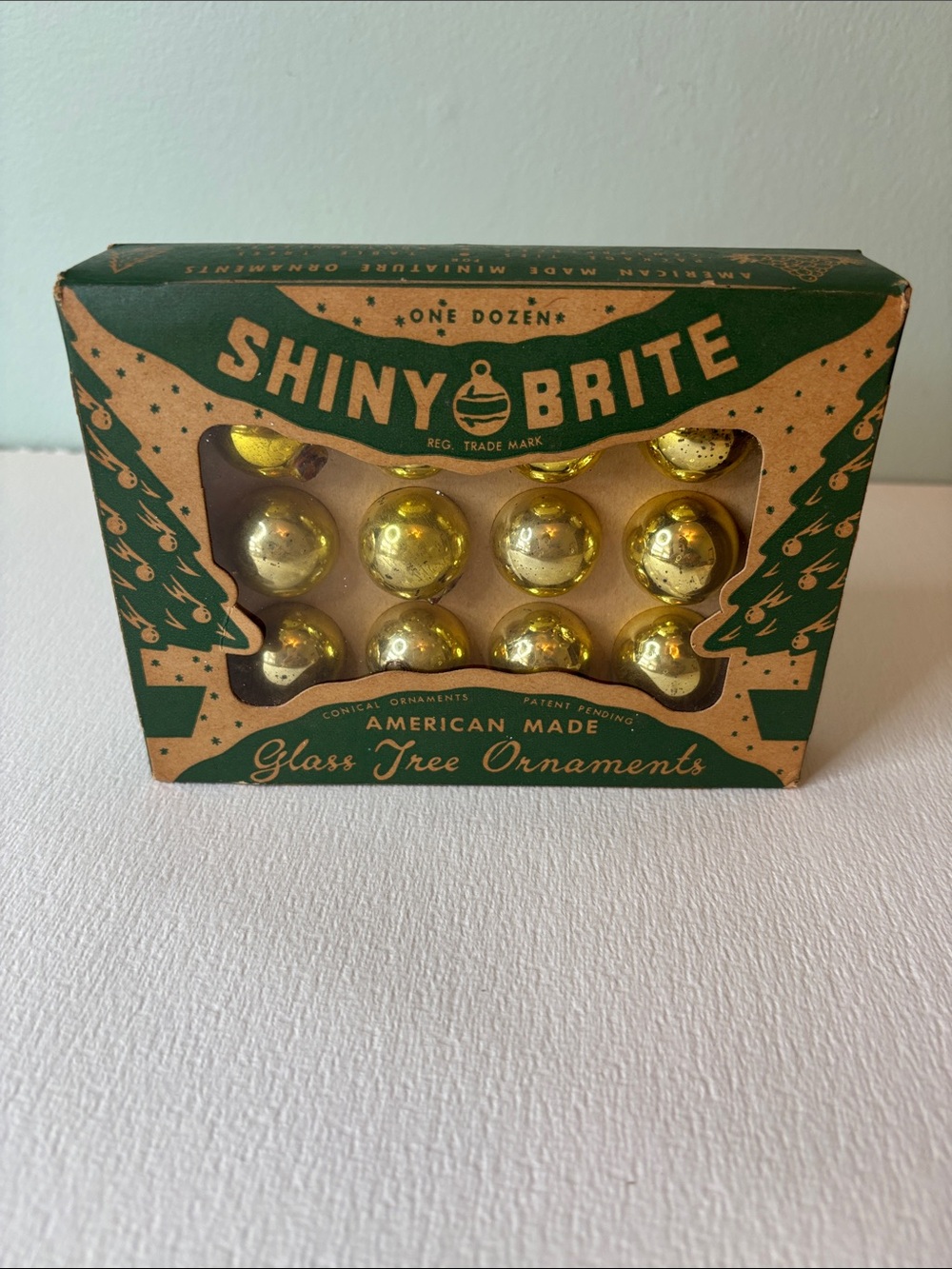 Vintage Shiny Brite Miniature Gold Glass Tree Ornaments